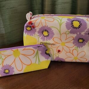 CLINIQUE Floral Cosmetic Bag Set with Ladybug Design